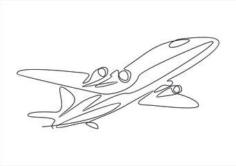 Single one line drawing airplane. vehicle concept. Continuous line draw design graphic vector illustration.
