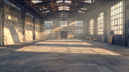 Piece of empty typical industrial space Clean empty industrial space, retail warehouse - obrazy, fototapety, plakaty