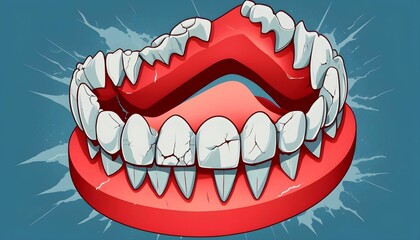 Illustration showcasing broken, cracked, and fractured teeth, emphasizing mouth and teeth dental health concept created with generative ai