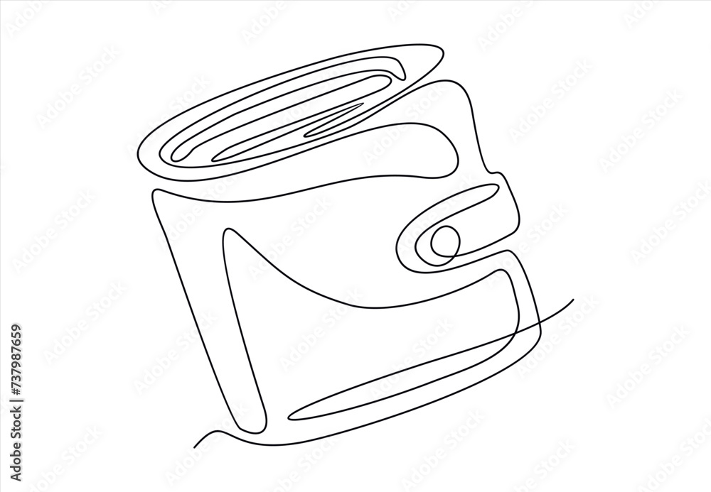Aufkleber one continuous line. wallet with banknotes. money in a leather wallet. flat minimal icon. one contin