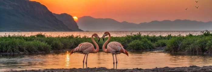 Wandaufkleber flamingo couple making love © Rushikesh