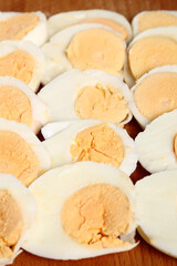 Sliced hard boiled eggs