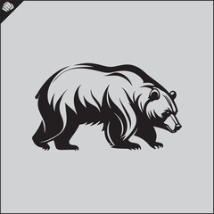 Black bear silhouette, side view. Vector. EPS