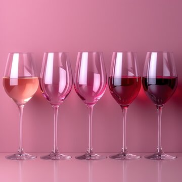 Minimal trend pattern from pink colored wine glasses on pastel pink background, monochrome geometric stylish layout of goblets.