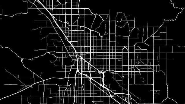 Zoom Out Road Map of Tucson Arizona with white roads on a black background