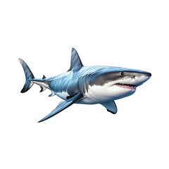Fototapeta premium Great white shark predator illustration, isolated no background.