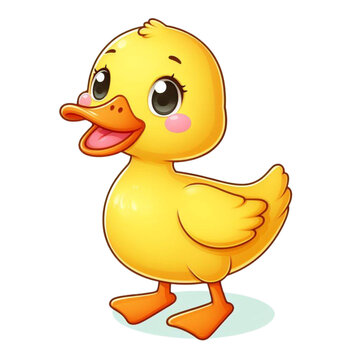Cute Duckling Isolated on White