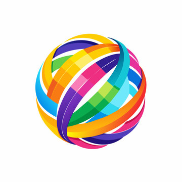 Colorful paper ribbon globe logo design inspiration silhouette logo