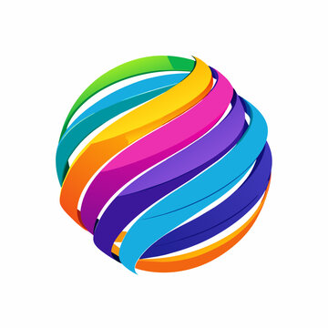 Colorful paper ribbon globe logo design inspiration silhouette logo