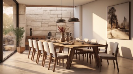 Beige and Brown Dining Area Elegance