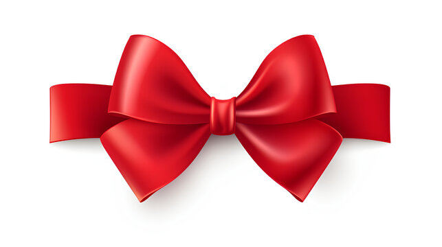 red bow isolated on a white background, Realistic gift bow. Red ribbon isolated. Vector