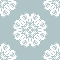Floral ornament. Seamless abstract classic blue and white background with flowers. Pattern with repeating floral elements. Ornament for wallpaper and packaging
