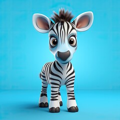Cute Cartoon Zebra Character with Big Eyes