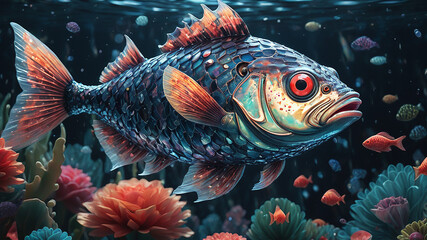 Fototapeta premium Colorful fantasy fish in aquarium
