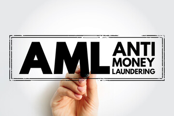 AML - Anti Money Laundering acronym text stamp, business concept background