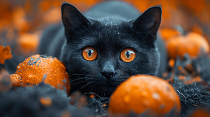 cat on a black background