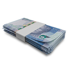 3D rendering of Stacks of Argentina Money 500 pesos Banknotes