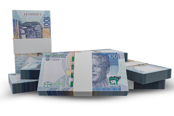 3D rendering of Stacks of Argentina Money 500 pesos Banknotes
