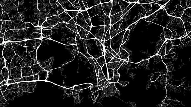 Zoom Out Road Map of Helsinki Finland with white roads on a black background