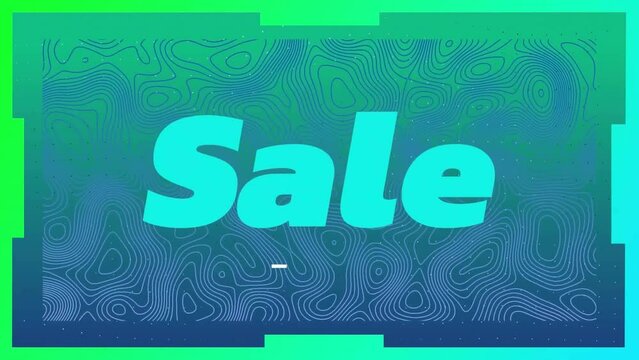 Animation of sale text over neon glowing background