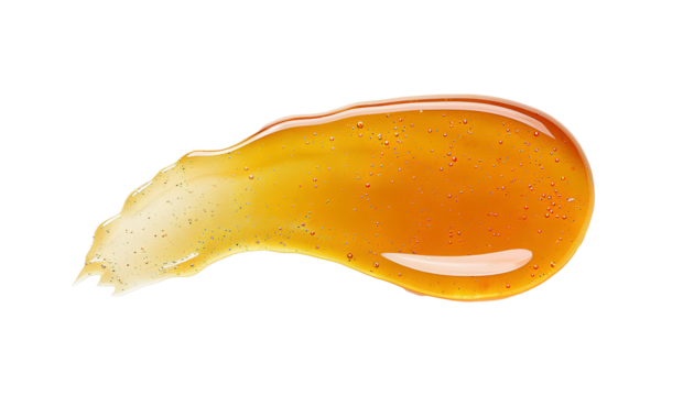 Oil swatch png. Anti-aging oil top view png. Retinol oil as skincare concept for hydration and nourishing properties of a fatty oil. Vitamin c oil in orange color for face