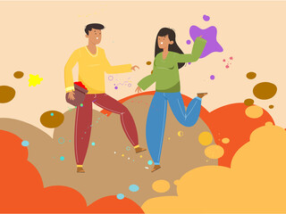 Holi celebration flat color vector illustration