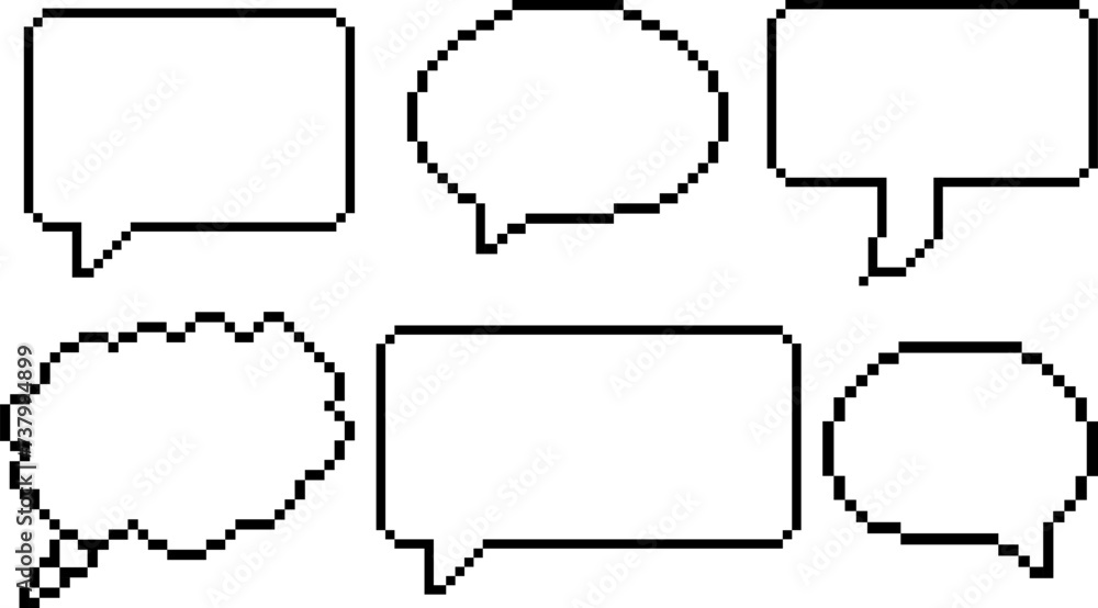 Aufkleber pixel speech bubbles. pixel speech bubble icon. set of 6 empty pixelated speech bubbles on transpare