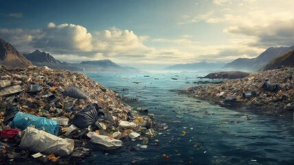 mountains of garbage in the ocean generatin How. generative, AI