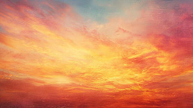 The tranquil beauty of a sundown sky painted with soft hues of orange and pink