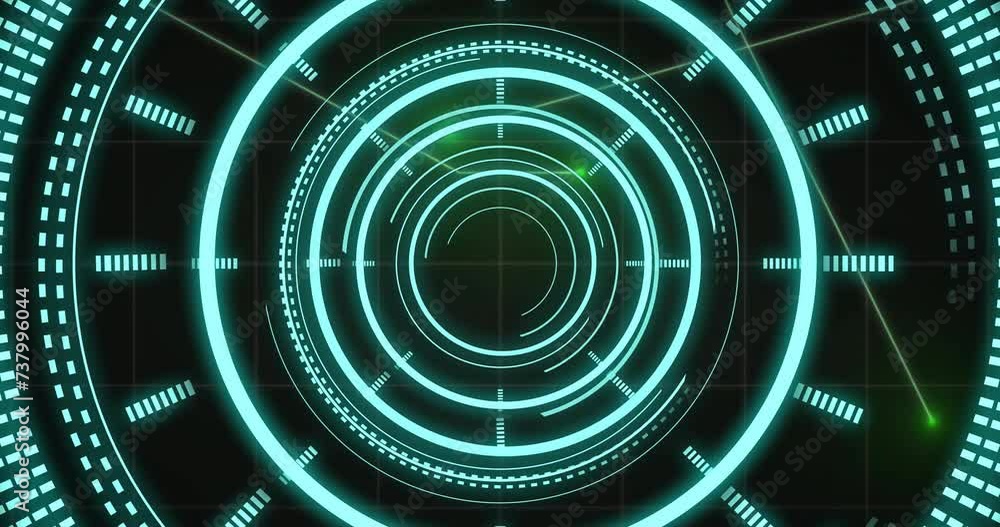 Poster Animation of scope and data processing over black background