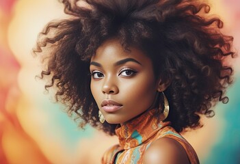 Fototapeta premium Stylish portrait of black african american girl