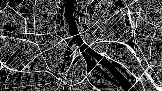 Zoom Out Road Map of Riga Latvia with white roads on a black background