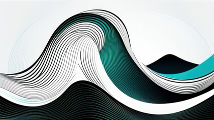 The abstract wave is made in a frame style. Template for science and technology presentation. generative, AI