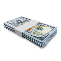 3D rendering of Stacks of United States of America Money 100 dollar Banknotes