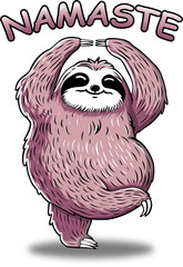 Funny Sloth Animal Cartoon Illustration for Yoga Lovers T-shirt and Products Print