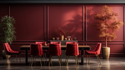 Burgundy and Gold Dining Area Elegance