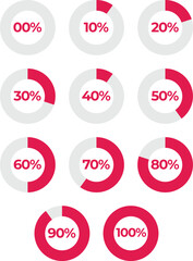 Percentage Diagrams Set for Infographics