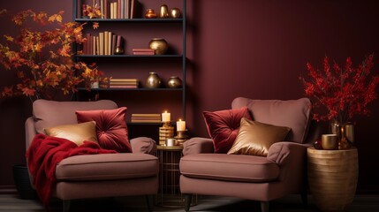 Burgundy and Gold Reading Nook