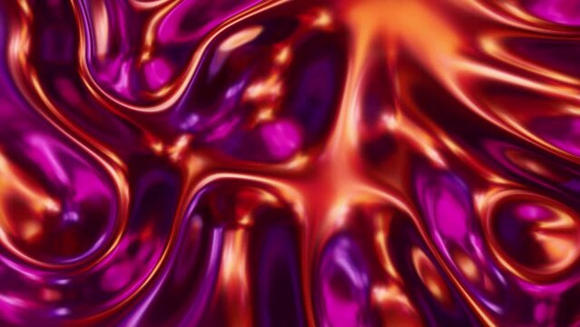 3D animation - Looped animated flowing and swirling abstract texture of metallic and shiny colors
