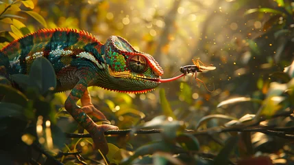 Deurstickers A vividly colored chameleon © levit