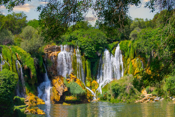 Fototapeta na wymiar Kravice waterfall on the Trebizat River in Bosnia and Herzegovina