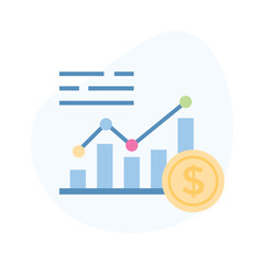 Dollar with diagram denoting concept icon of financial chart, business chart vector