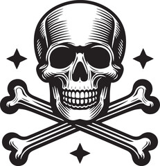 Skull icon death head bones danger vector