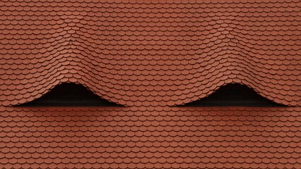 A roof with two interesting windows