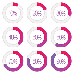 Percentage Diagrams Set for Infographics