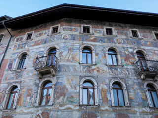 Fototapeta premium Facade of the Cazuffi Rella house in Duomo square, Trento, Italy