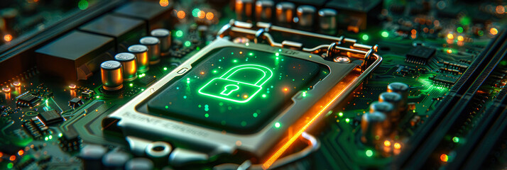 Capturing the intricate inner workings of technology, this close up of a computer chip reveals the essential components that power our digital world with precision and innovation