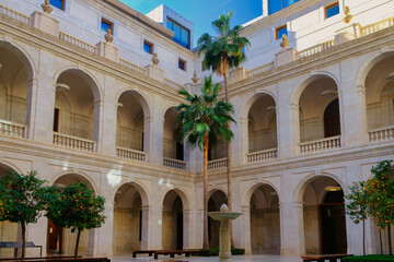 Panorama of Spanish Architecture Viewed from a Museum in Malaga, Spain 