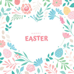 Vector spring illustration with flowers and eggs