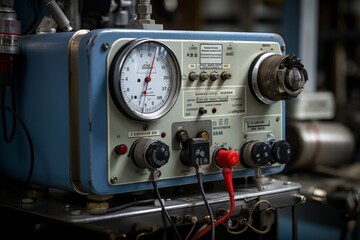 A Detailed View of a Frequency Converter in an Industrial Setting, Surrounded by Wires, Gauges, and Other Machinery
